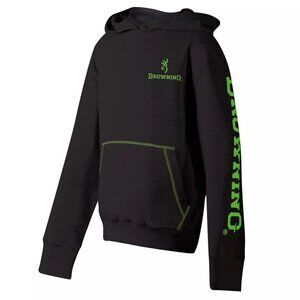 Browning Youth Boys Black Hoodie Green Buckmark Hooded Sweatshirt